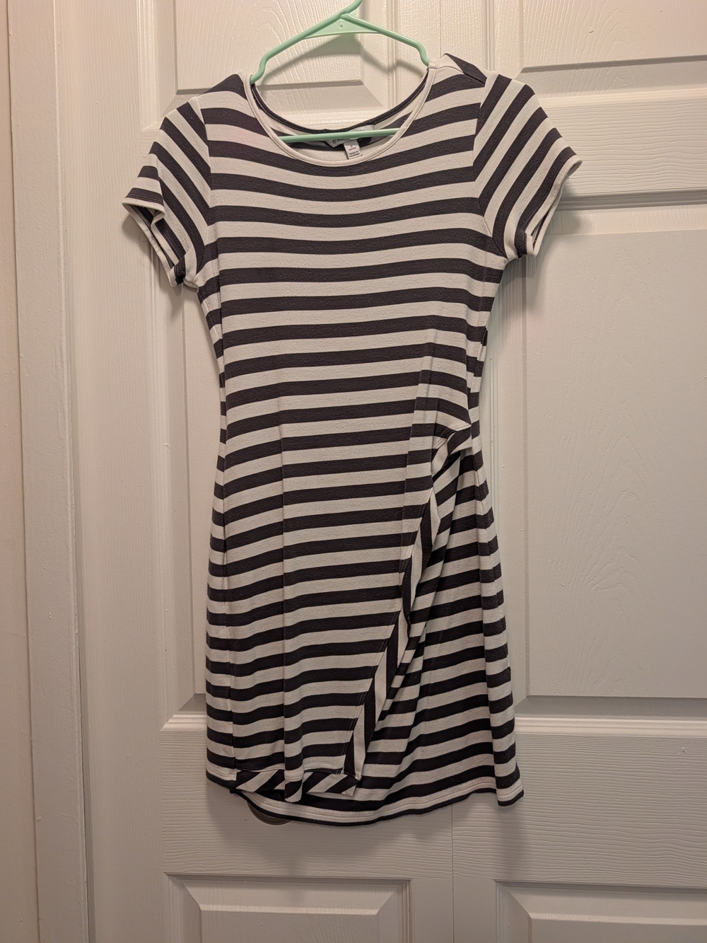 41 Hawthorne Classic Green and White Striped Short Sleeve Dress